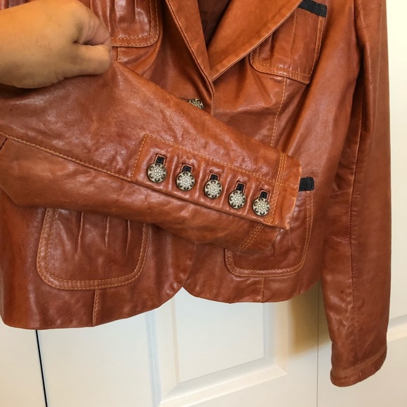 Light brown leather jacket - Picture 3 of 5
